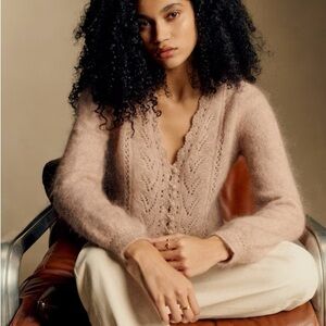 Sezane Angelo Cardigan, Light Beige, Medium, Like New